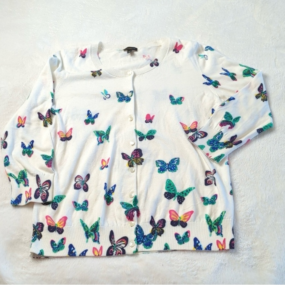 Talbots Butterfly Cardigan Size L